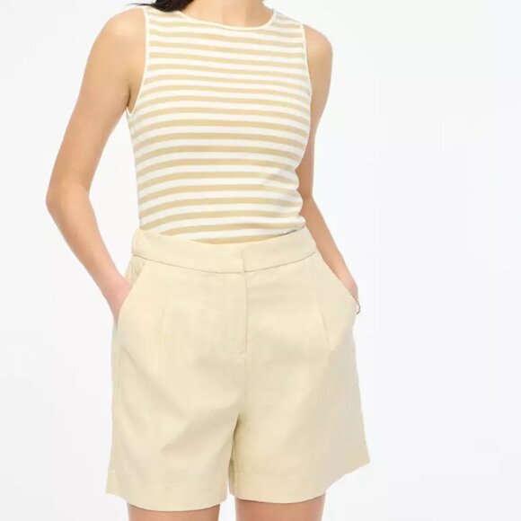 J. Crew Dusty Ivory Elastic-back Linen-Blend Pleated Short/NWT/12 - Picture 2 of 15
